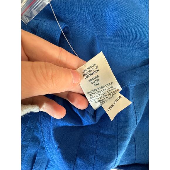 Blair Royal Blue Women's Blouse Large Lace Pleated Button-Front NWOT Boho - Picture 8 of 14